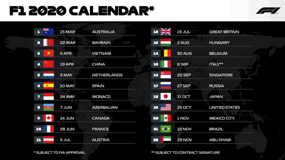 F1 calendar